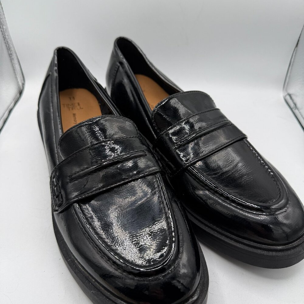 Time and Tru Black Patent Loafers Size 11 | Chunky Platform Slip-On Dress Shoes